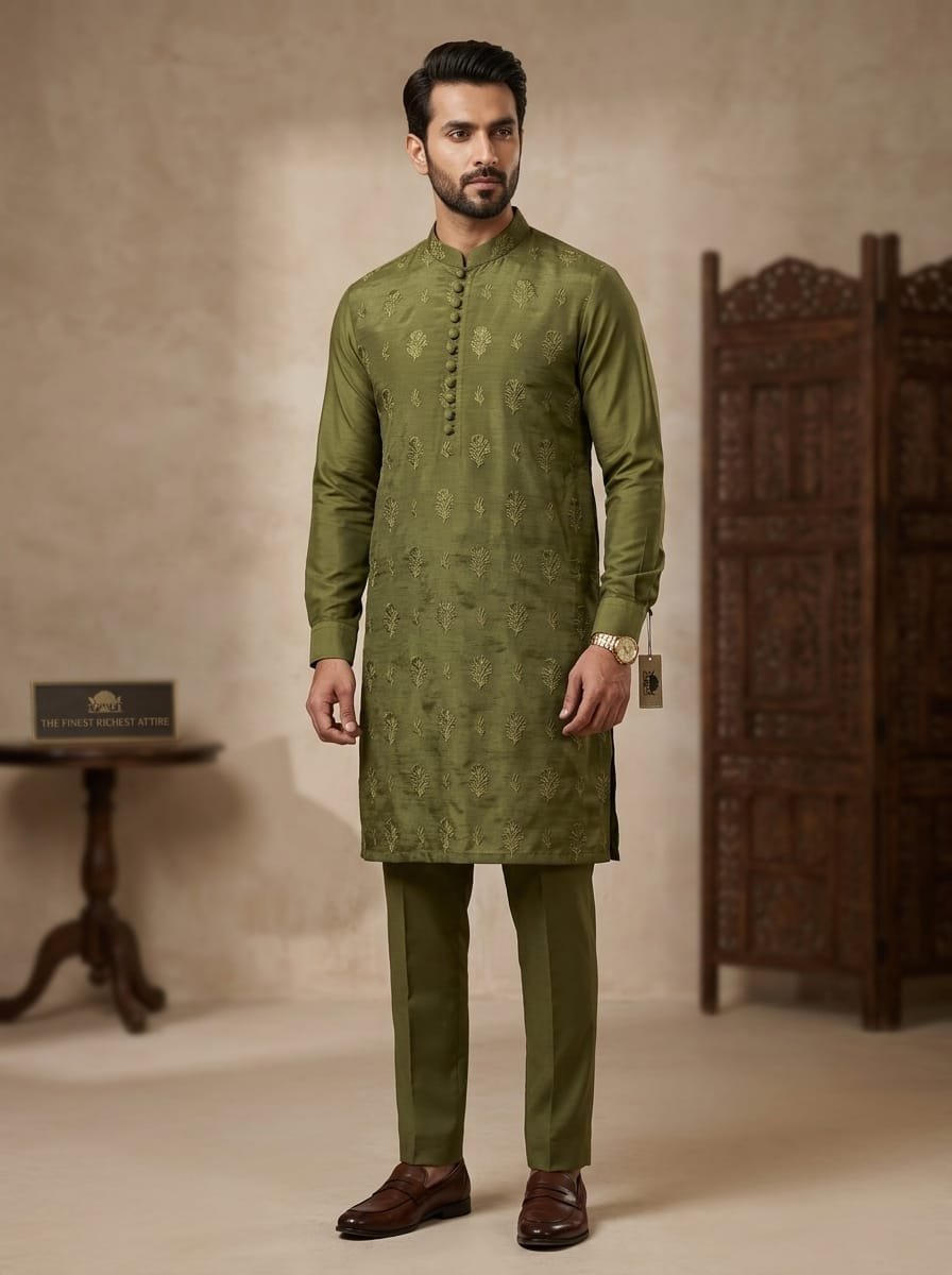 Parrot Embroidered Kurta Trouser